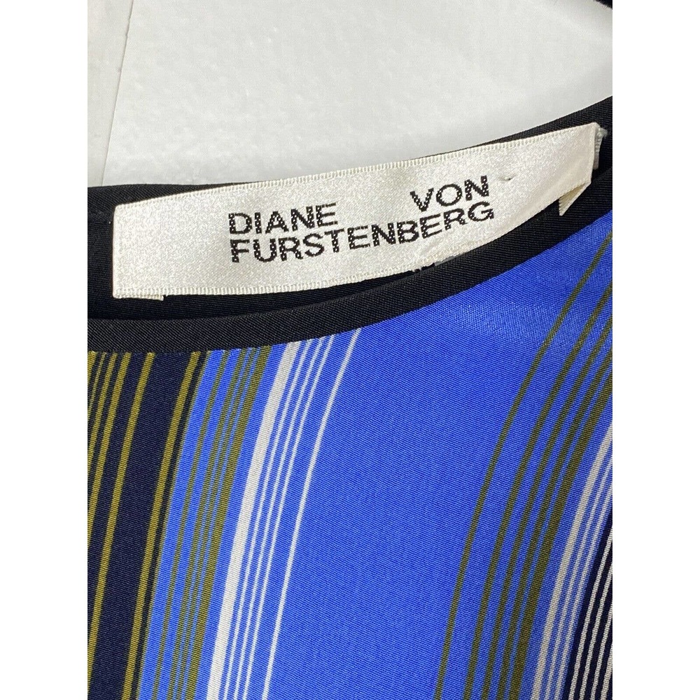 Diane Von Furstenberg Womens‎ Striped Silk Shift Dress 10 Short Sleeve Keyhole - Picture 9 of 10